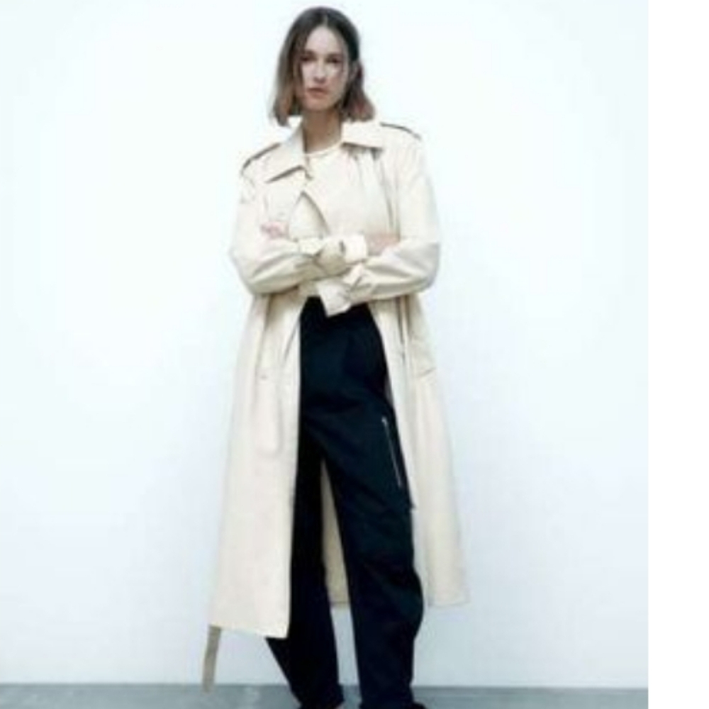 Zara Belted Faux Leather Trench Coat